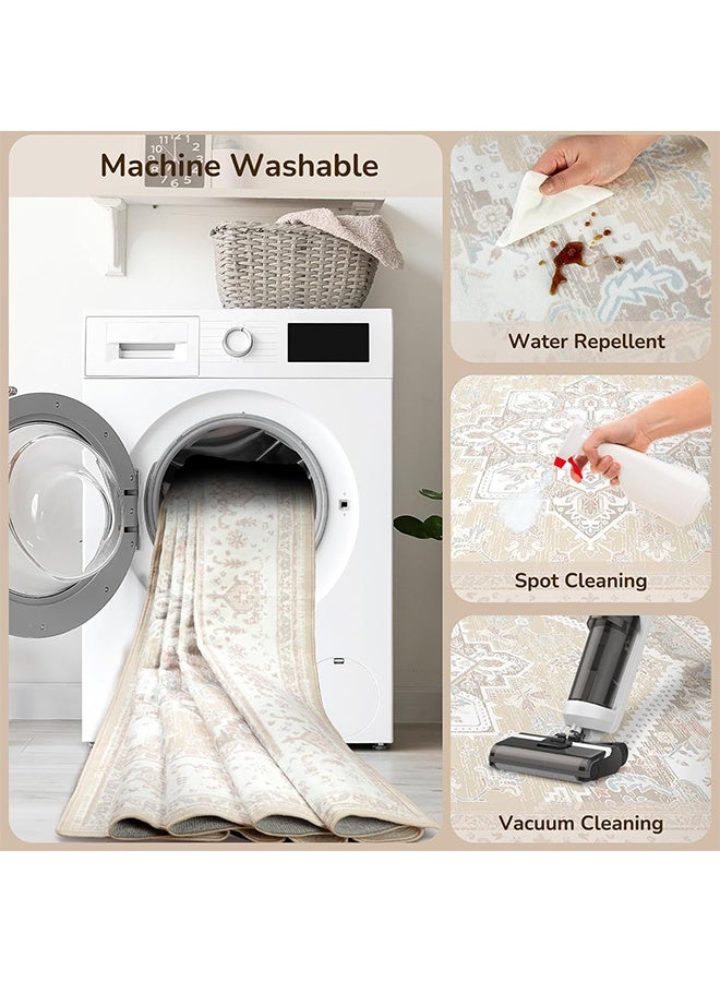 السجاد المنزلي، قماش تزيين للقدم للغرفة المعيشة، وسادة الأرض، سجاد بأسلوب بوهمي (أحجام 200×300 سم)، وسادة أرضية عازلة للانزلاق وقابلة للغسيل بمظاهر مطبوعة، مُخصص للمصعد والغرفة المعيشة في غرفة فندق العائلة - Image 4