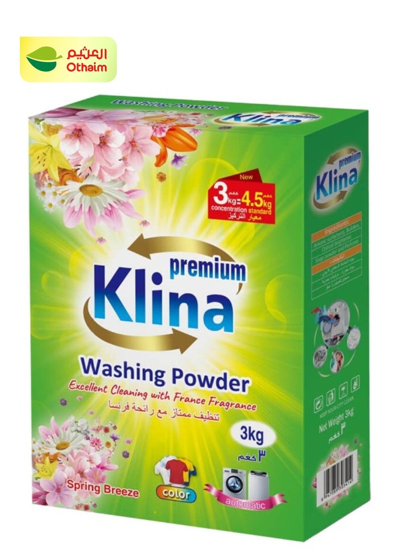Klina Premium Automatic Washing Powder, Spring Breeze, 3kg
