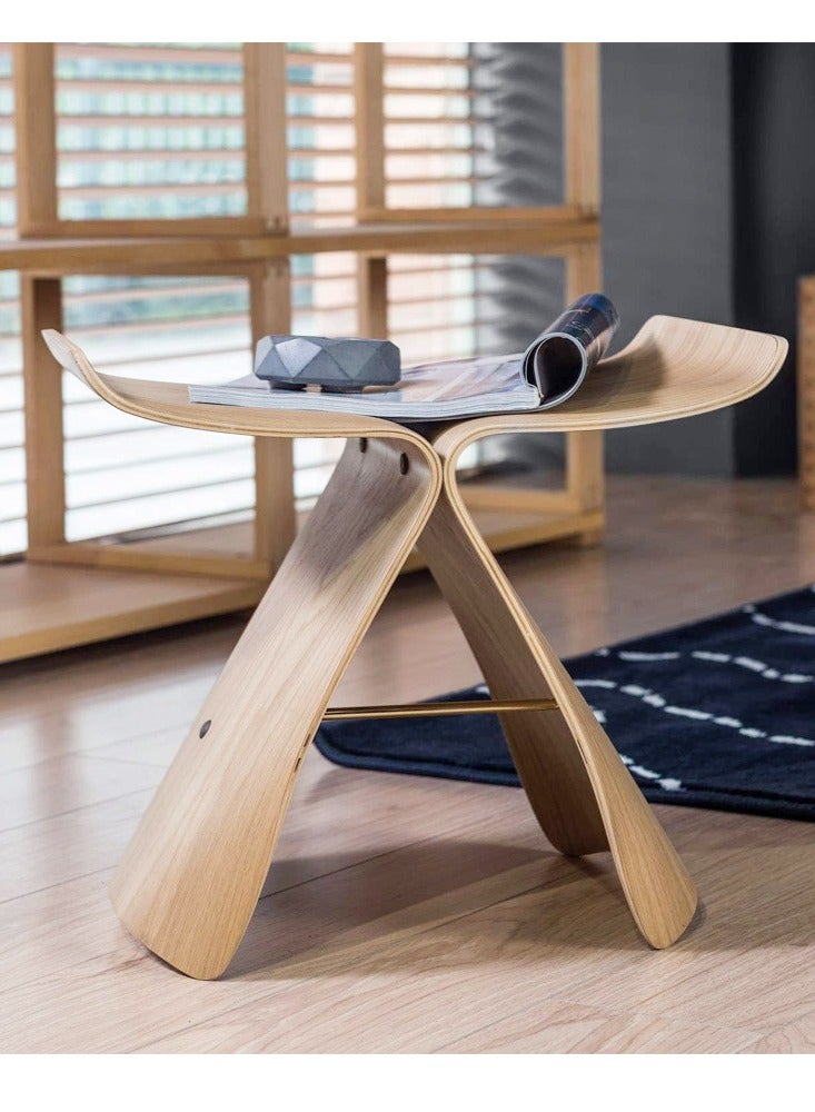 فاشون هوم طاولة قهوة فاخرة متعددة الأغراض على شكل فراشة، مسند قدم من الخشب الصلب، كرسي خشبي منحني، طاولة جانبية، طاولة مركزية لغرفة المعيشة، غرفة النوم، أثاث مكتب منزلي، 46 × 30 × 40 سم - Image 2