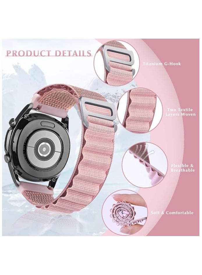 Band Sport Nylon 22MM Compatible with Samsung galaxy watch 3 45mm /watch 46mm/Gear S3/Huawei watch GT3 46MM/GT2E/GT2 Pro/GT2 46MM/Amazfit GTR 2/3/3 Pro/GTR4 (Pink) - Image 2