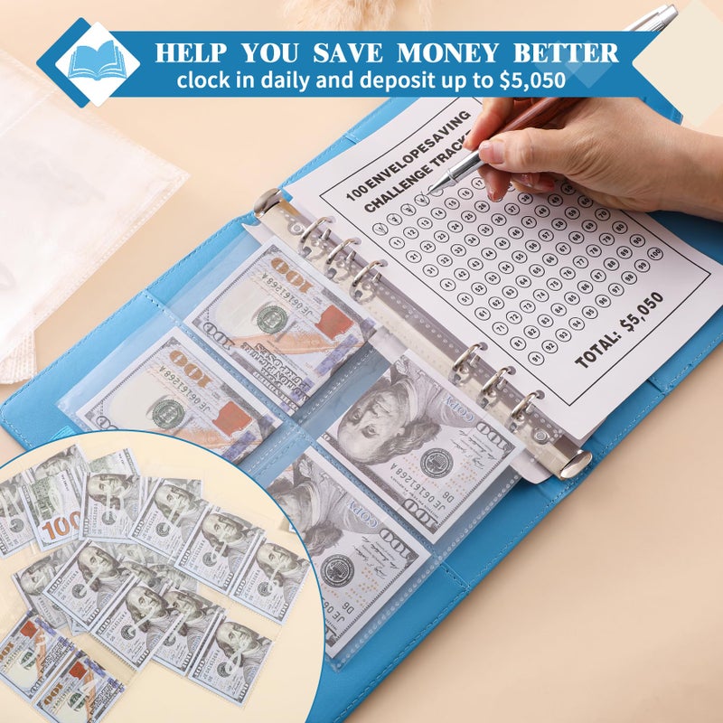 NICOOTH 100 Envelopes Money Saving Binder A5 Savings Challenge Book Easy and Fun Way to Save $5050 - Image 5