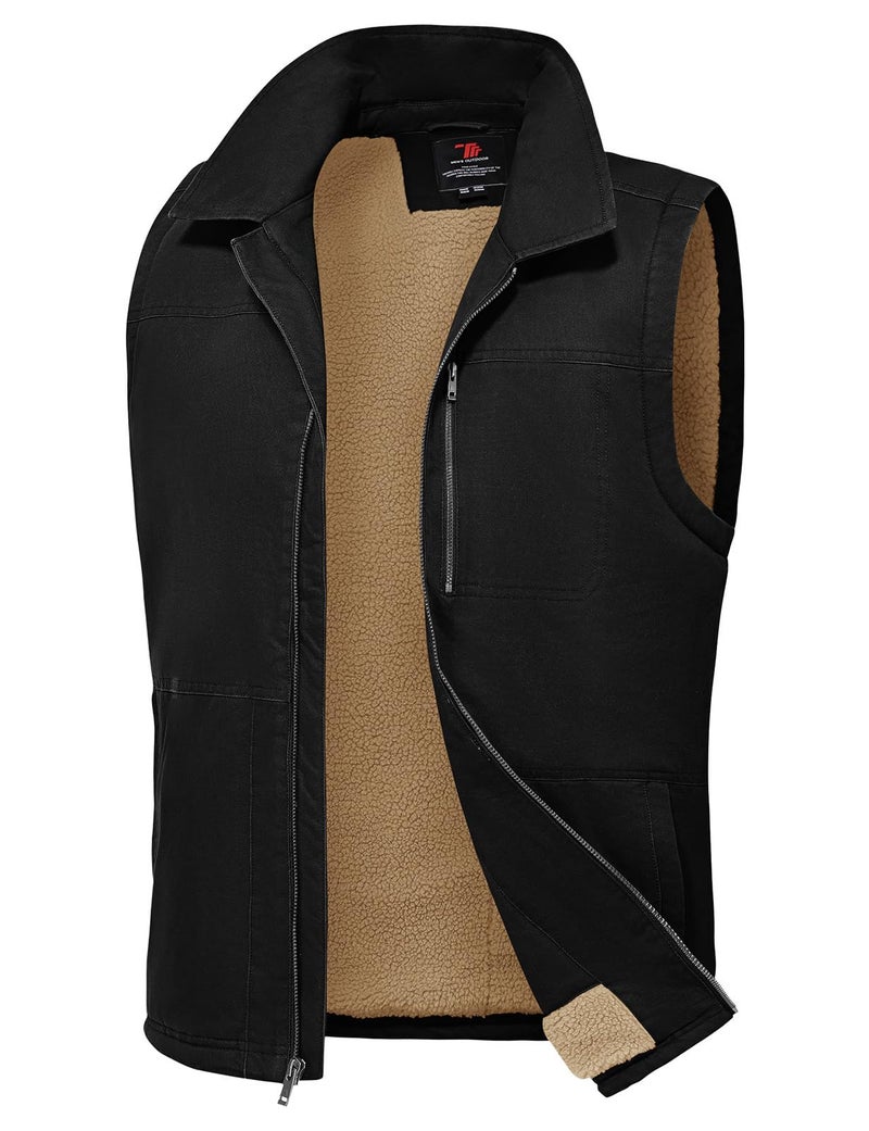 Rdruko Men's Black Winter Vest Outerwear Warm Fleece Sherpa Lined Casual Work Vest, Black, XL - Image 1