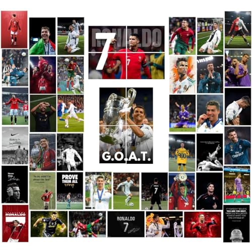 auraposter Paper Ronaldo Poster (Set Of 48) | Cristiano Ronaldo Mini Posters (15 X10 Cm) | Football Posters Of Ronaldo For Wall, Bedroom, Living Room | Football For Wall | Glue Dots Included - Image 1