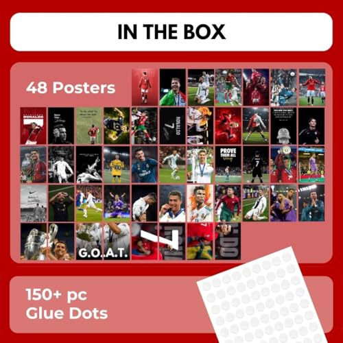 auraposter Paper Ronaldo Poster (Set Of 48) | Cristiano Ronaldo Mini Posters (15 X10 Cm) | Football Posters Of Ronaldo For Wall, Bedroom, Living Room | Football For Wall | Glue Dots Included - Image 5