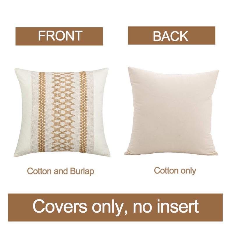 Mayler Yee Throw Pillow Covers 20 x 20 Inch 1PC for Farmhouse Living Room  Cotton & Burlap Textured Striped Woven Boho Pillow Covers (Beige & Brown  Khaki Grid) - Image 5