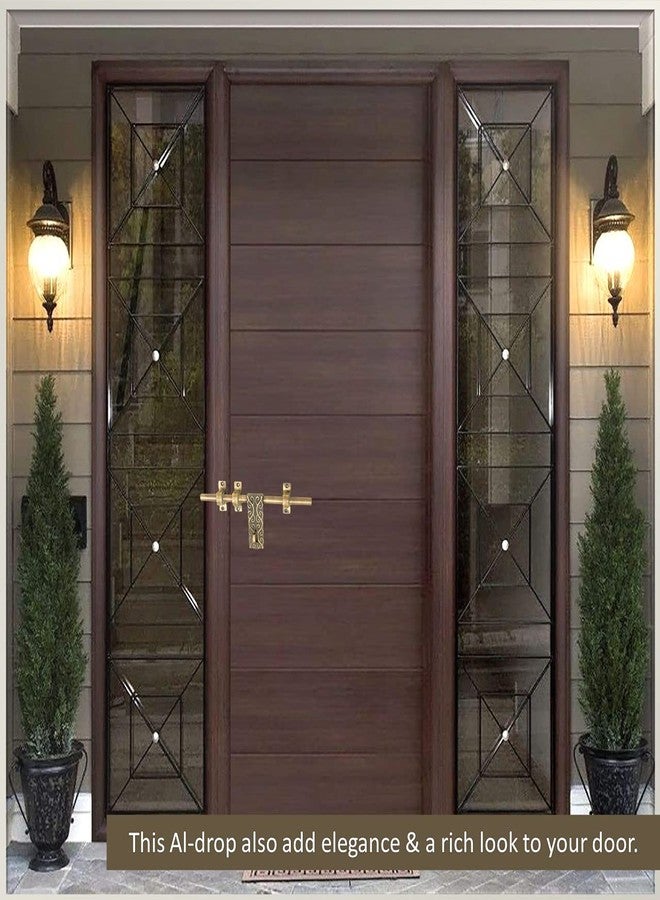 Atom 12 inches Aluminium Door Fittings Aldrop Set | Main Double Door Hardware Aldrops | Lightweight Latch for Home Gate, Brass Antique Finish | 1 Aldrop, (Vine) - Image 4