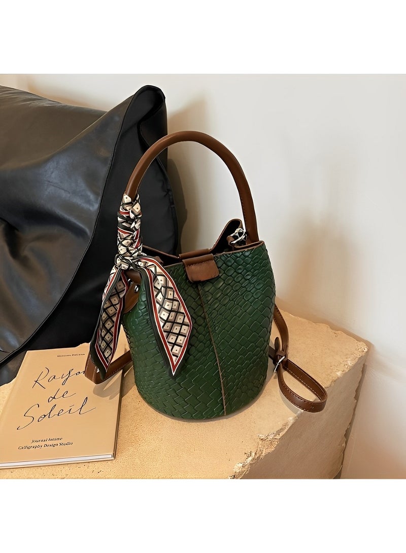 REOCLE Women's Woven Bag Vegan Leather Tote Bag Large Summer Beach Travel Top Handle Handbag Purse Retro Handmade Shoulder Bag  - Image 2