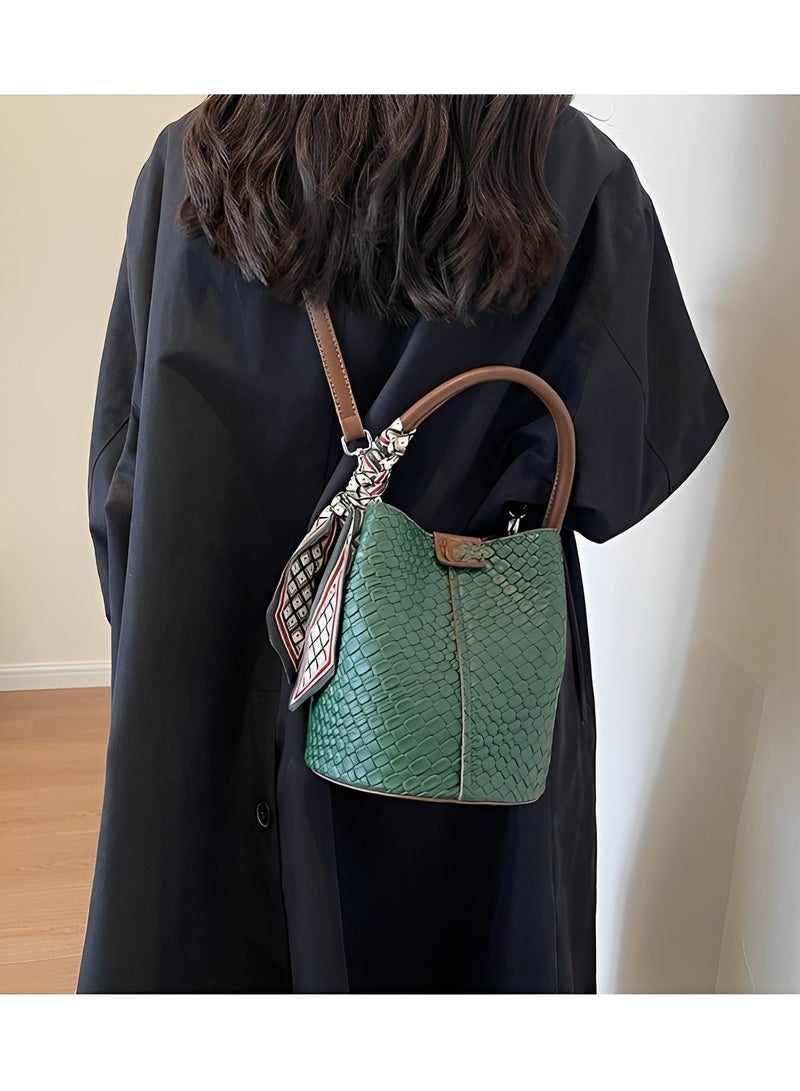 REOCLE Women's Woven Bag Vegan Leather Tote Bag Large Summer Beach Travel Top Handle Handbag Purse Retro Handmade Shoulder Bag  - Image 3