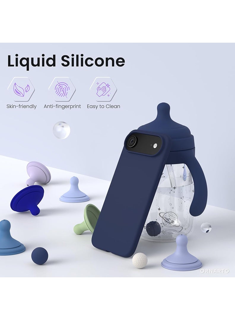 Case Up حافظة متوافقة مع آبل آيفون 17 إير، سيليكون سائل ناعم وعالي الجودة [بطانة ميكروفايبر مضادة للخدش] غلاف هاتف رفيع مضاد للصدمات باللون الأزرق - Image 3