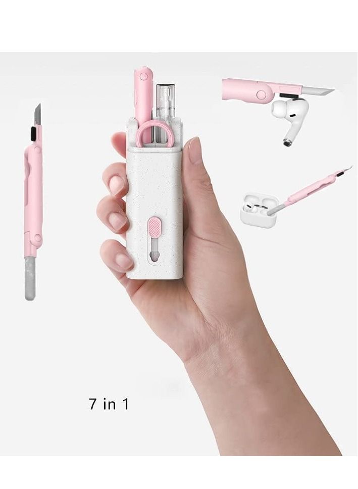 7-In-1 Electronics Cleaner Kit - 7 in 1 Keyboard Bluetooth Headset Cleaning Brush Kit, Portable Multifunctional Cleaning Tool for PC Monitor, Earbud, Cell Phone, Laptop Etc (pink) - Image 4