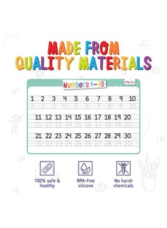 merka merka 4 Pack Educational Placemats for Kids with 7 Dry Erase Markers, Toddler Placemats for Dining Table, Tracing Activity Learn to Write Alphabet, Cursive, Numbers and Colors  - Image 3