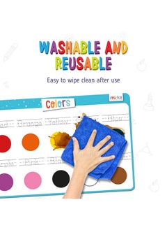 merka merka 4 Pack Educational Placemats for Kids with 7 Dry Erase Markers, Toddler Placemats for Dining Table, Tracing Activity Learn to Write Alphabet, Cursive, Numbers and Colors  - Image 5
