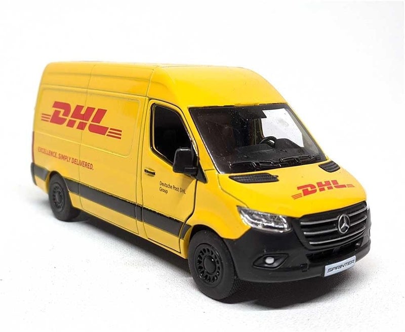 كين سمارت - سيارة نقل بضائع من طراز مرسيدس-بنز سبرينتر، إصدار DHL، مقياس 1:48، نموذج معدني مصبوب، مزود بآلية سحب للتحريك - Image 5