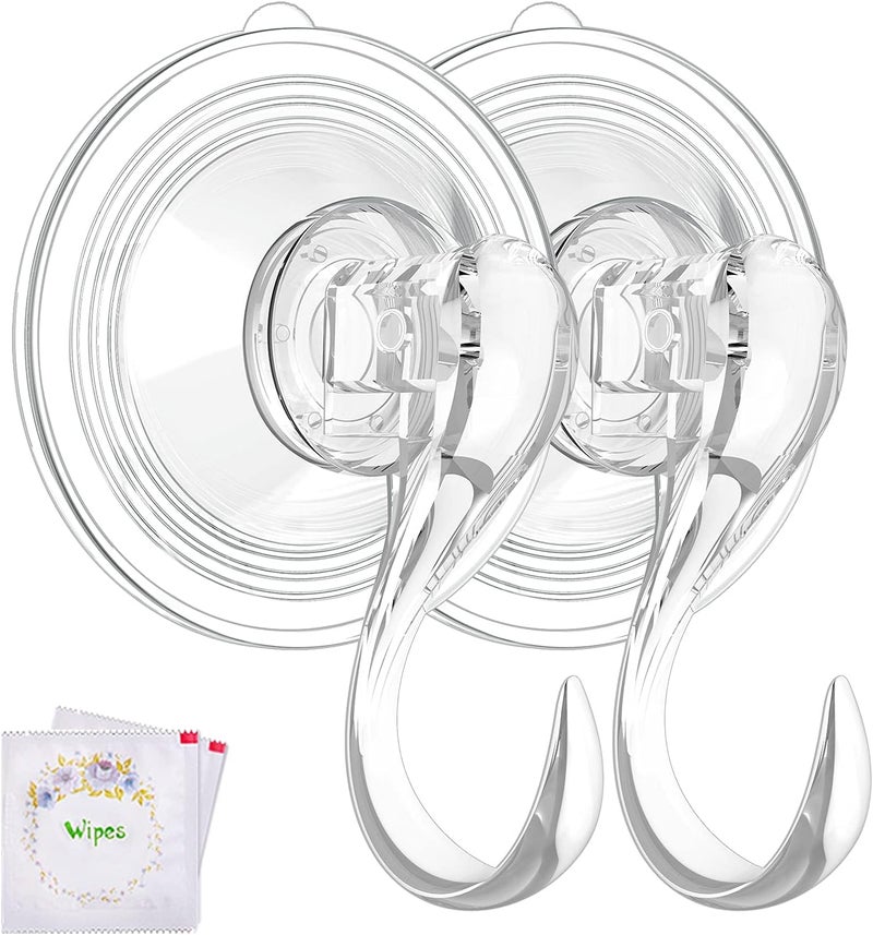 VIS'V Wreath Hanger, Large Suction Cup Wreath Hooks with Wipes, Heavy Duty, 22 LB Capacity, Removable and Reusable, Clear, 8 Pcs - Image 1