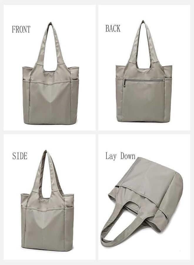 Voroly Tote Bag Women Casual Handbag Shoulder Bag Purses with Zipper and Pockets for Work School Gym Travel Shopping (GREY) - Image 2