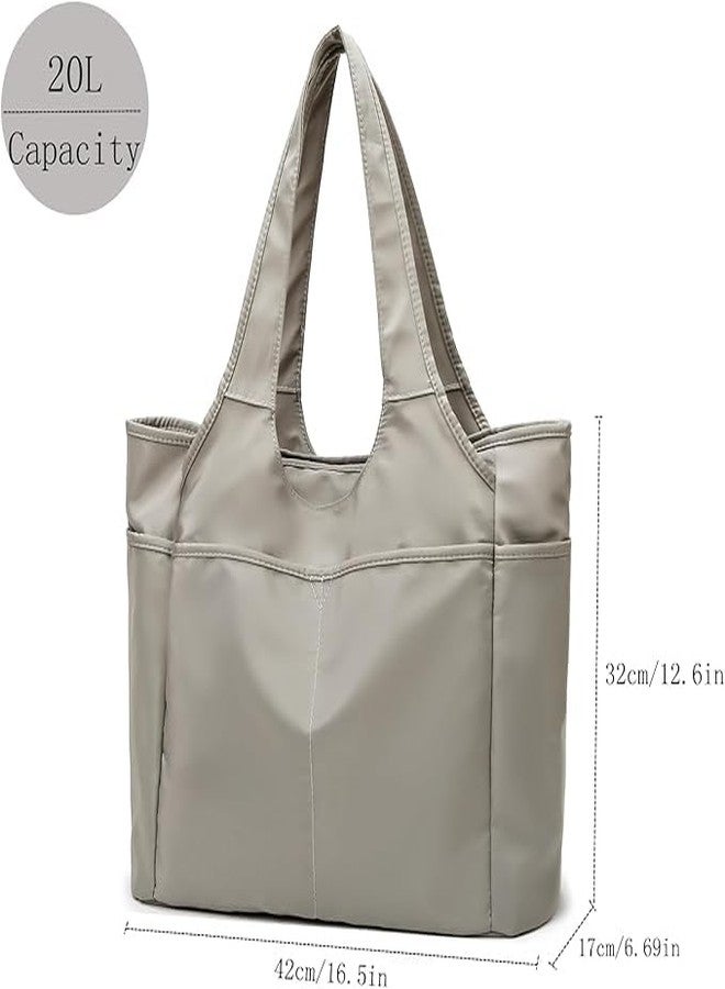 Voroly Tote Bag Women Casual Handbag Shoulder Bag Purses with Zipper and Pockets for Work School Gym Travel Shopping (GREY) - Image 3