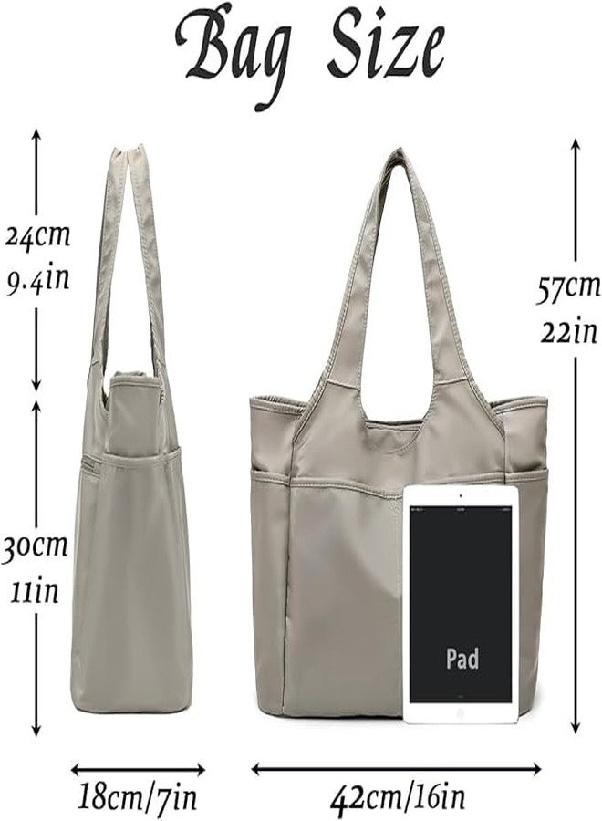 Voroly Tote Bag Women Casual Handbag Shoulder Bag Purses with Zipper and Pockets for Work School Gym Travel Shopping (GREY) - Image 4