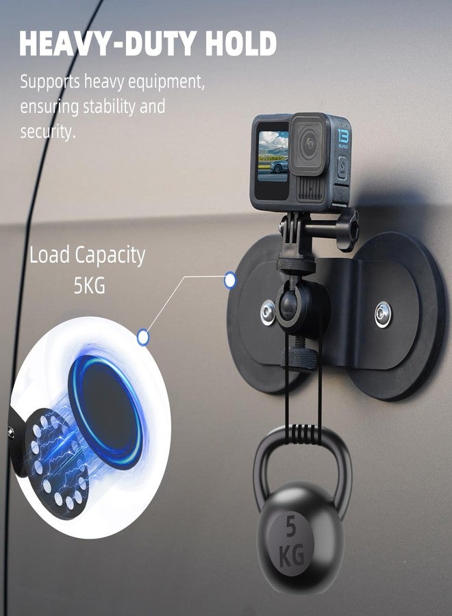 BRDRC Magnetic Car Mount for Osmo Pocket 3, Magnet Outside Camera Phone Holder Clip Stand for GoPro Hero Black Max, for Insta360 X4 X3 Ace Pro Go 3S, for DJI Action 4 3, for iPhone Samsung Accessories - Image 3