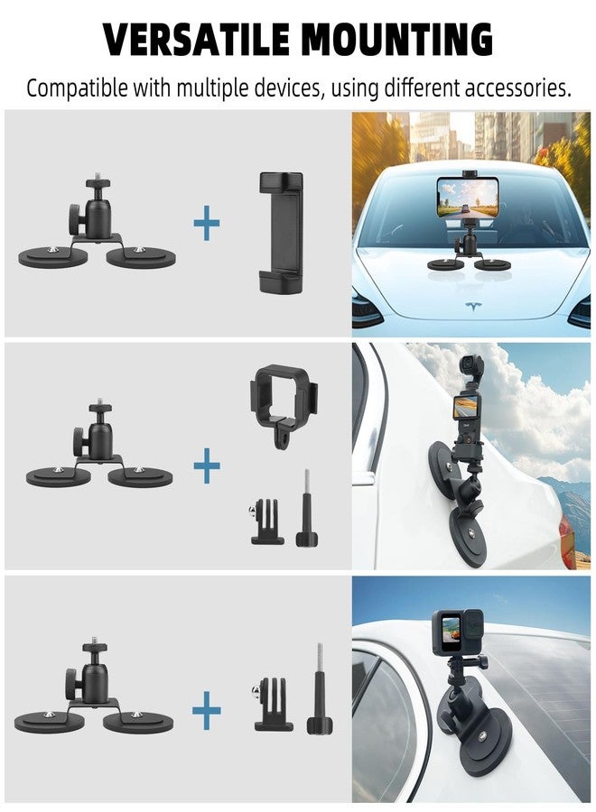 BRDRC Magnetic Car Mount for Osmo Pocket 3, Magnet Outside Camera Phone Holder Clip Stand for GoPro Hero Black Max, for Insta360 X4 X3 Ace Pro Go 3S, for DJI Action 4 3, for iPhone Samsung Accessories - Image 2