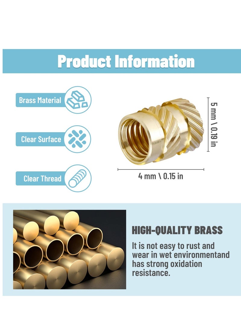 SYOSI - 150 pcs 3D Printing Brass Nuts, M3x4x5mm M3 Threaded Insert Knurled Brass Nuts Female Thread Knurled Heat Embedment Nut for 3D Printing Parts Loptop Automotive Plastic Shell - Image 1