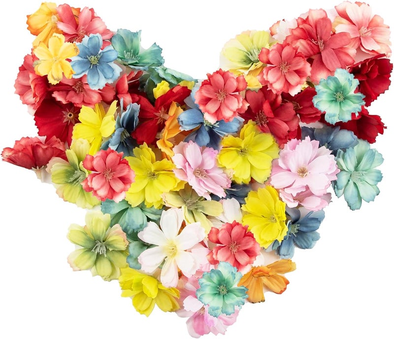 Framendino 50 Pack Cherry Blossom Petals Flowers Heads Artificial Fake Silk Flower Crafts Wholesale Peony Daisy Decor for Home Wedding Decoration