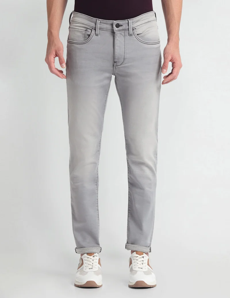 Arrow Grey Jameson Slim Fit Stone Wash Jeans for Men | Best Price UAE
