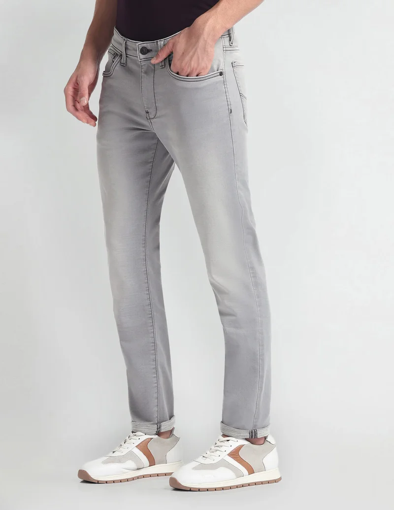 Arrow Grey Jameson Slim Fit Stone Wash Jeans for Men | Best Price UAE