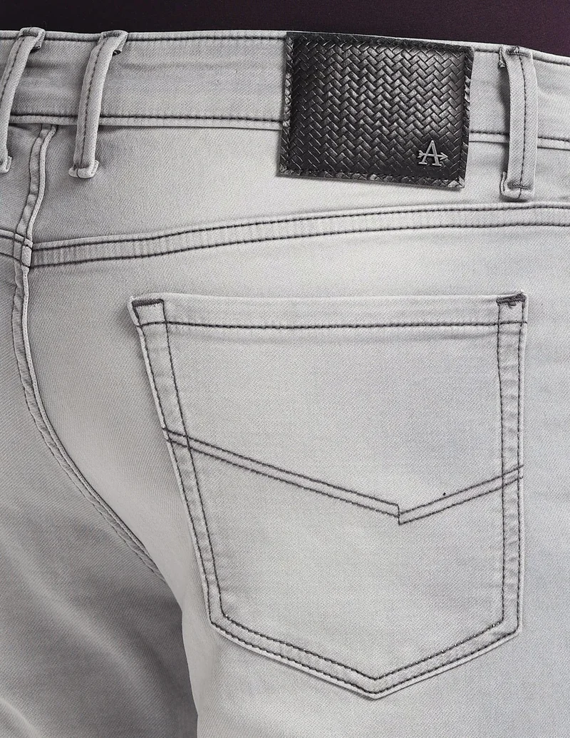Arrow Grey Jameson Slim Fit Stone Wash Jeans for Men | Best Price UAE