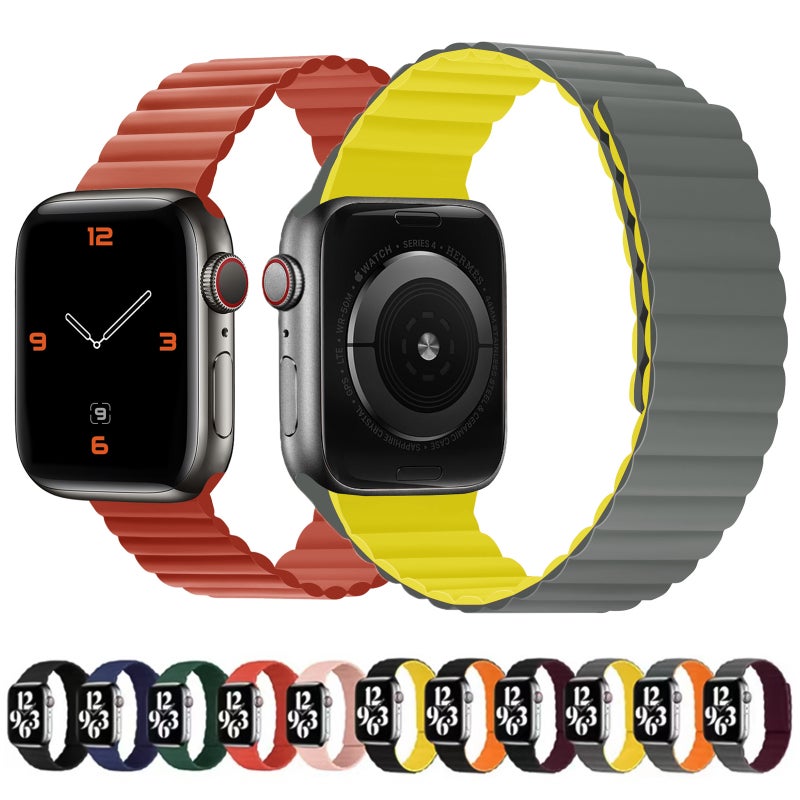Silicone Magnetic Integrated Long Strap Watch Band For Apple Watch Series 8&7 45mm / SE 2&6&SE&5&4 44mm / 3&2&1 42mm(Blue)