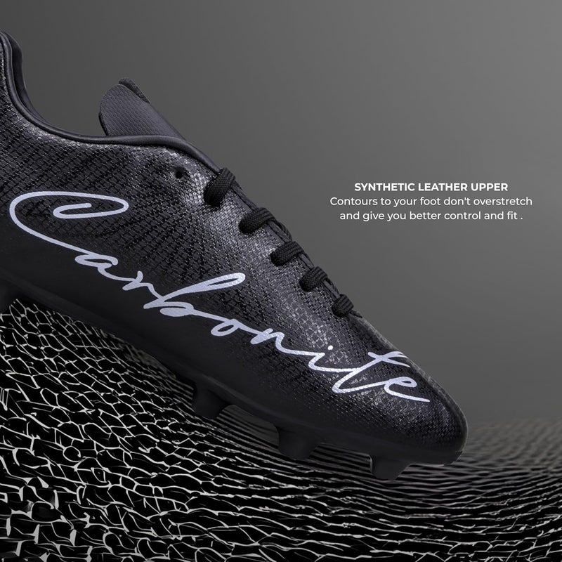 Nivia Carbonite 7.0 Football Stud for Men, TPU Sole with Synthetic Leather Upper, Die Cut Lightweight Insole, Ideal for Soft and Hard Grassy Ground Surfaces- UK09(Black) - Image 3