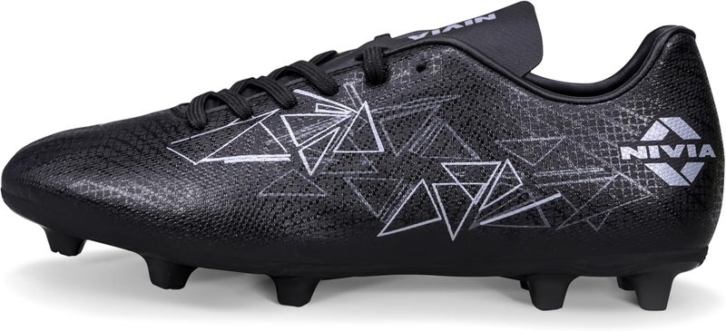Nivia Carbonite 7.0 Football Stud for Men, TPU Sole with Synthetic Leather Upper, Die Cut Lightweight Insole, Ideal for Soft and Hard Grassy Ground Surfaces- UK09(Black) - Image 1