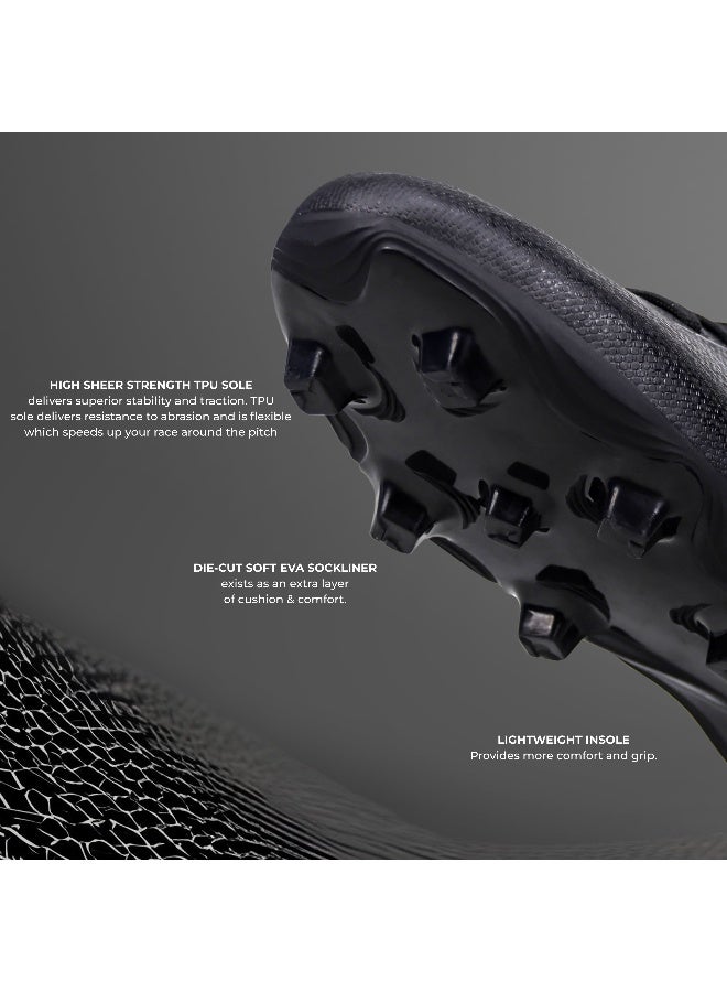 نيفيا حذاء كرة قدم كاربونايت 7.0 للرجال، نعل من مادة TPU مع جزء علوي من الجلد الصناعي، نعل داخلي خفيف الوزن مقطوع بالقالب، مثالي للأسطح العشبية الناعمة والصلبة - UK09 (أسود) - Image 3