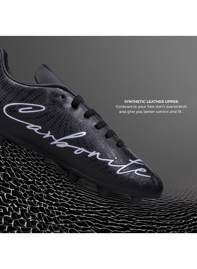 نيفيا حذاء كرة قدم كاربونايت 7.0 للرجال، نعل من مادة TPU مع جزء علوي من الجلد الصناعي، نعل داخلي خفيف الوزن مقطوع بالقالب، مثالي للأسطح العشبية الناعمة والصلبة - UK09 (أسود) - Image 2