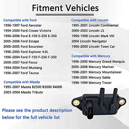 KEJSTED EGR Valve Pressure Feedback Sensor DPFE15 Compatible with 94-10 Ford Expedition Focus Escape F150 Mercury Lincoln Town Car Mazda Truck F77Z9J460AB 1L3Z9J460AA F48E9J460BA VP8T EPS4 - Image 5