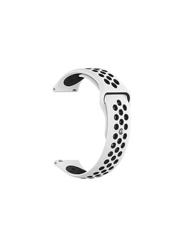 ten.tech Silicone Watch Band 22mm for Samsung Galaxy Watch 3 45-46mm / Gear 3, Waterproof Soft Silicone Sport Band for Huawei Watch GT3 46mm / GT2E / GT 46mm / GT2 Pro / GT2 46mm, by Tentec - black & white  - Image 2