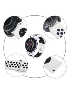 ten.tech Silicone Watch Band 22mm for Samsung Galaxy Watch 3 45-46mm / Gear 3, Waterproof Soft Silicone Sport Band for Huawei Watch GT3 46mm / GT2E / GT 46mm / GT2 Pro / GT2 46mm, by Tentec - black & white  - Image 3
