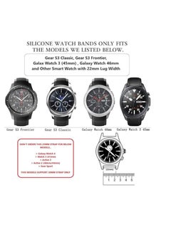 ten.tech Silicone Watch Band 22mm for Samsung Galaxy Watch 3 45-46mm / Gear 3, Waterproof Soft Silicone Sport Band for Huawei Watch GT3 46mm / GT2E / GT 46mm / GT2 Pro / GT2 46mm, by Tentec - black & white  - Image 4
