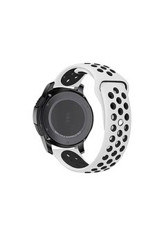 ten.tech Silicone Watch Band 22mm for Samsung Galaxy Watch 3 45-46mm / Gear 3, Waterproof Soft Silicone Sport Band for Huawei Watch GT3 46mm / GT2E / GT 46mm / GT2 Pro / GT2 46mm, by Tentec - black & white  - Image 5