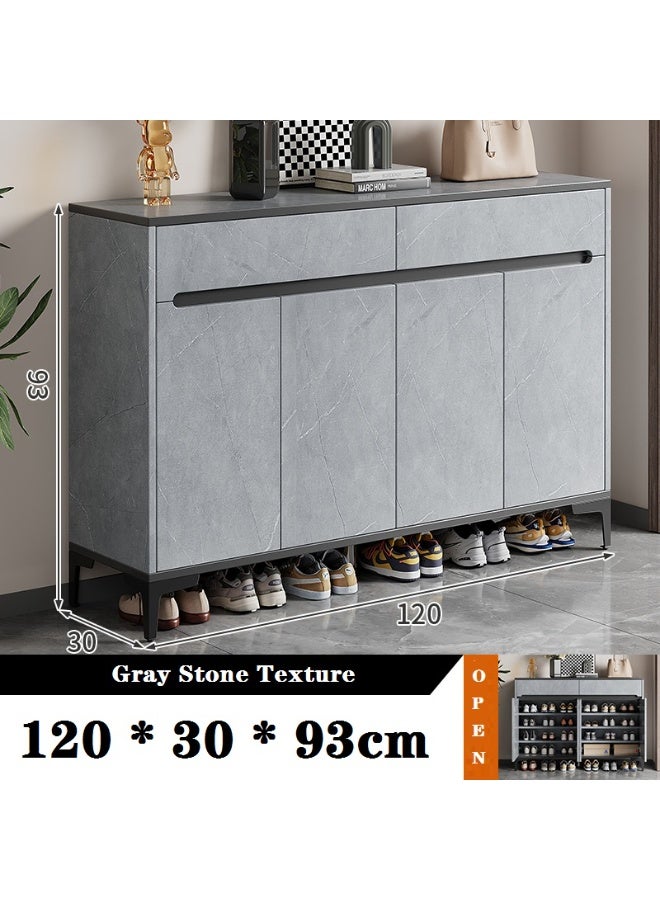 إيونتو خزانة أحذية عصرية بلمسة نهائية بلون الحجر الرمادي - درجان، 4 أبواب، سطح عمل ناعم وأرجل معدنية - Image 5