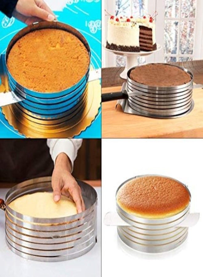AKDC U-Hoome Multi Layer Cake Slicer Mousse Mould Slicing Cake Adjustable, 7-Layer Cake Cutter, 6-8 Inch/9-12 Inch Stainless Steel Cake Slicer Leveler (9-12 Inch) - Image 2