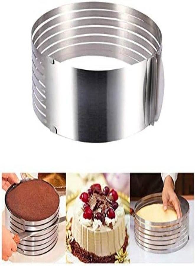 AKDC U-Hoome Multi Layer Cake Slicer Mousse Mould Slicing Cake Adjustable, 7-Layer Cake Cutter, 6-8 Inch/9-12 Inch Stainless Steel Cake Slicer Leveler (9-12 Inch) - Image 3