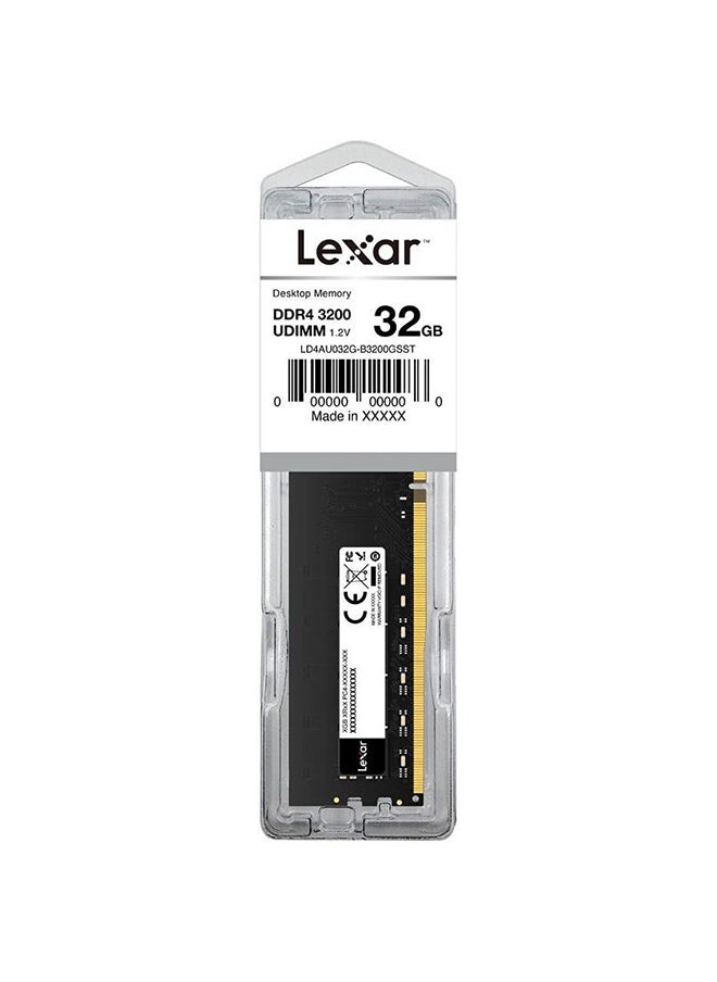 Lexar - 32GB DDR4 UDIMM Desktop Memory, 3200MHz Speed, 1.2V Voltage, 288 Pin, CL22 Cas Latency | LD4AU032G-B3200GSST - Image 1