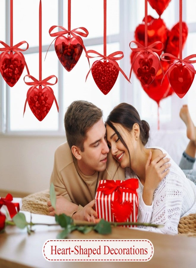 Novabright 24 Pcs Plastic Fillable Heart Ornament Valentine's Day Hanging Ball Heart Valentines Gift with Roll Red Ribbon Christmas Wedding DIY Craft Valentine Party Favor (Red,65/80/100mm) - Image 4