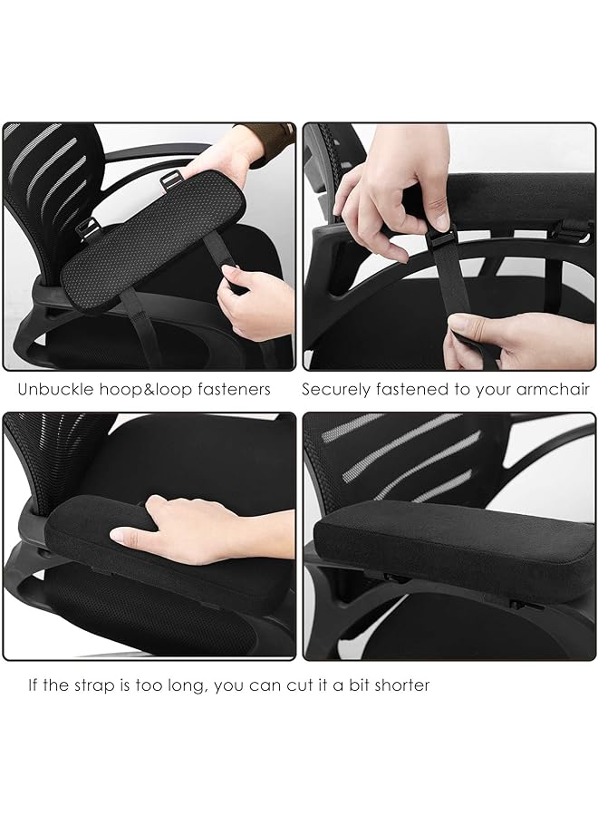 erorex Office Chair Armrest Pads Memory Foam Soft Elbow Pillow Universal Chair Arm Covers For Elbows And Forearms Pressure Relief Black 2 Pack  - Image 4