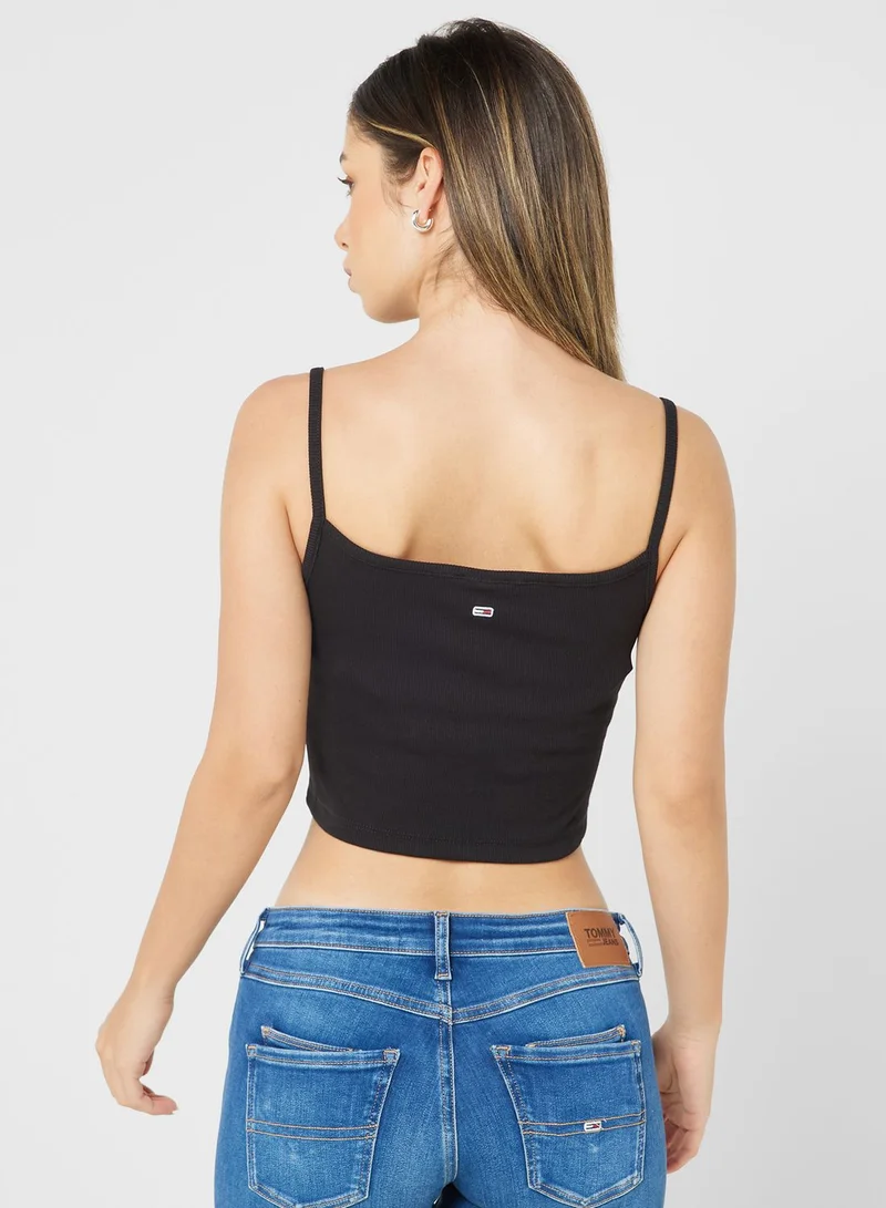 TOMMY JEANS Strappy Logo Knitted Top