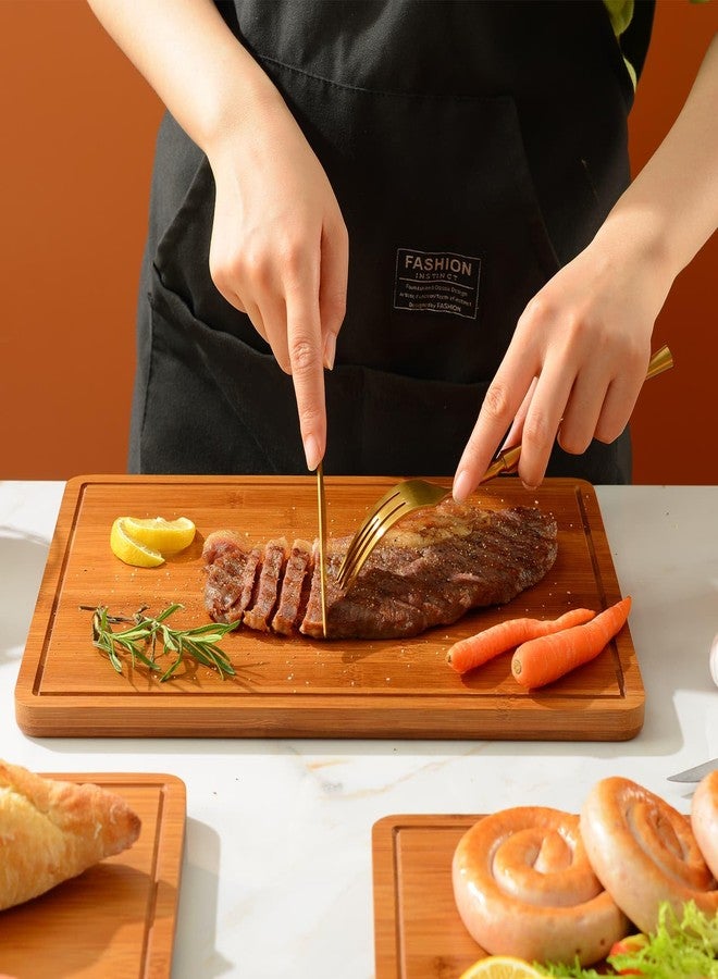 Zarler Carbonized Bamboo Cutting Boards for Kitchen, XL Durable Wood Cutting Board with Juice Grooves and Handles, Set of 3 Solid Charcuterie Board for Meal Prep & Serving (13x9.5, 14.5x10.5, 16x11.5) - Image 2