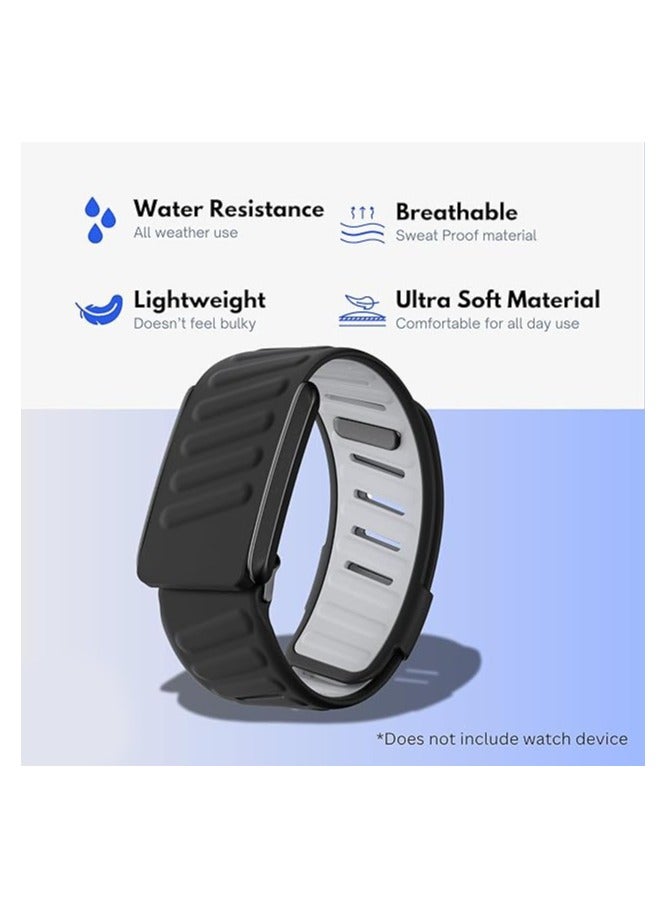 O Ozone Comfort Durable Silicone Wristband Compatible with WHOOP 4.0 Band, Soft Silicone Sports Loop Strap with U Shaped Connector for Men & Women -- Black - Image 2