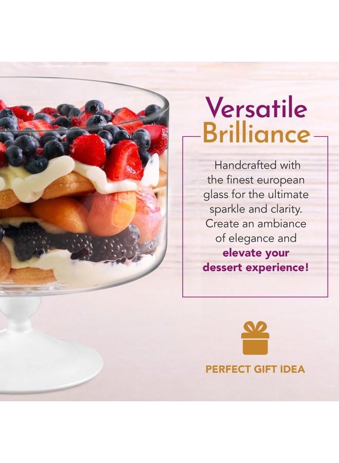 Barski European Beautiful - Glass - Large Trifle Bowl - 9.25" D - 170 oz - with Opal (white) Foot - Made in Europe - Image 3