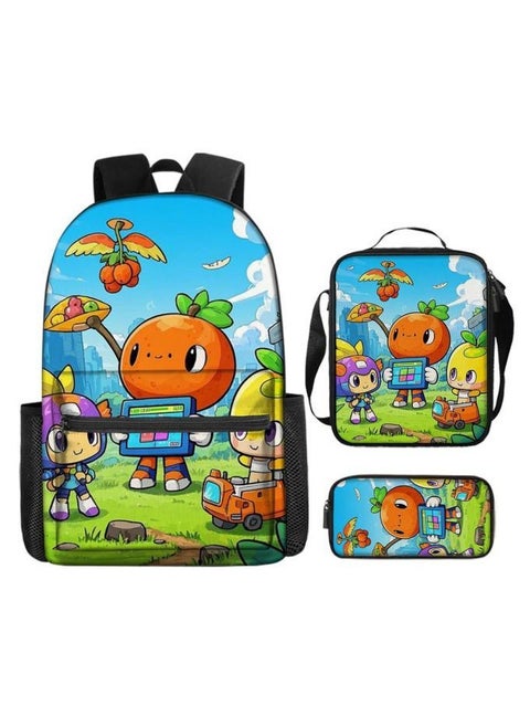 Cartoon three-piece schoolbag with zipper - 416