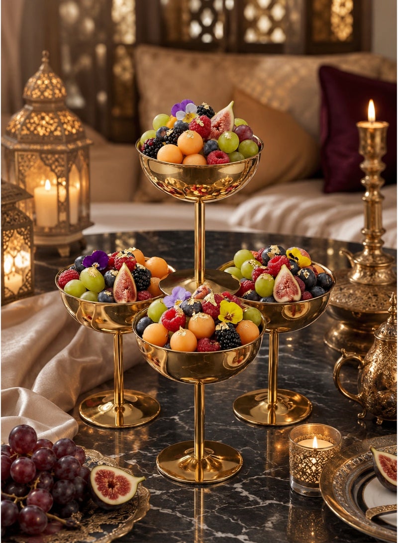 ماساجا ٤ أكواب آيس كريم، وعاء حلويات متعدد الاستخدامات من الفولاذ المقاوم للصدأ، كوب فواكه، قاعدة ثابتة من الفولاذ المقاوم للصدأ الآمن غذائيًا، كوب حلويات قابل لإعادة الاستخدام، وعاء آيس كريم، مناسب لشاي ما بعد الظهيرة، والبودينغ، والوجبات الخفيفة، وحفلات المناسبات، ذهبي - Image 3